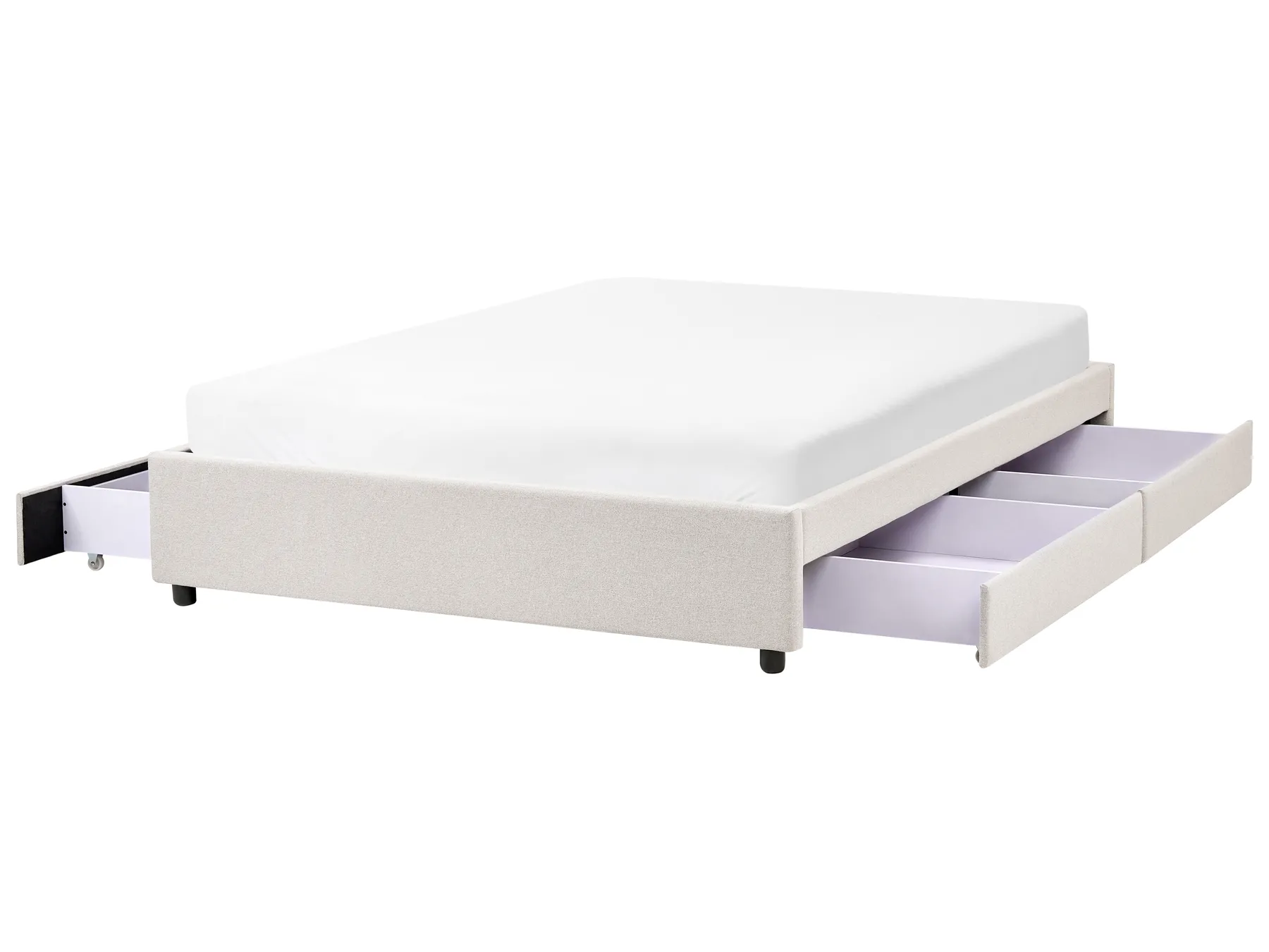 Bett mit Schubladen ohne Kopfteil PRADES Stoff Hellbeige 140 x 200 cm_996123