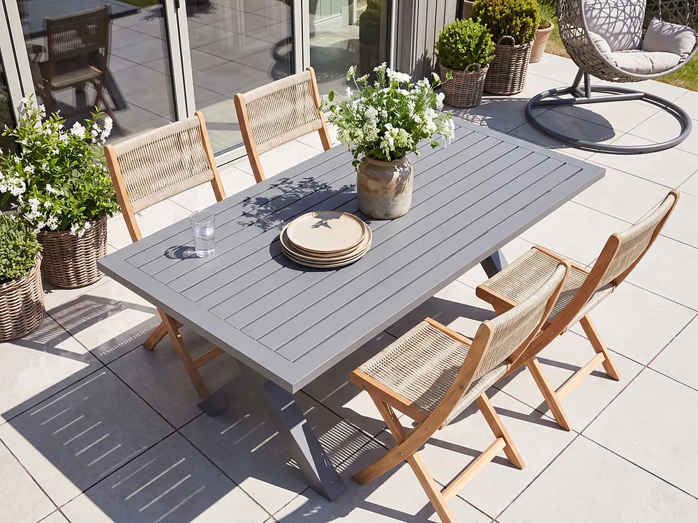Garden Dining Table CASCAIS 200 cm 105 cm Metal Grey_1155058