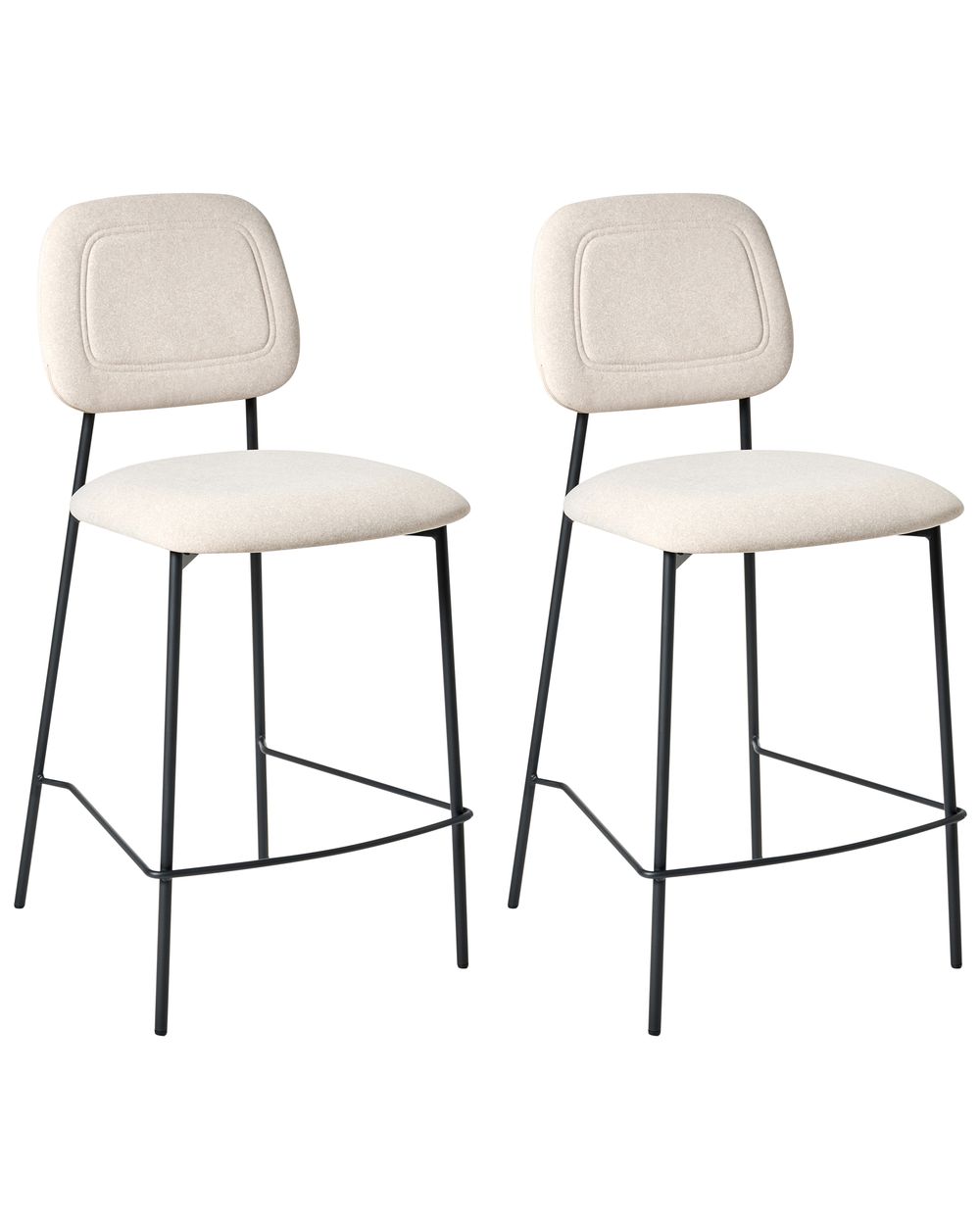 Conjunto de 2 bancos de bar DUETTE Veludo Creme claro