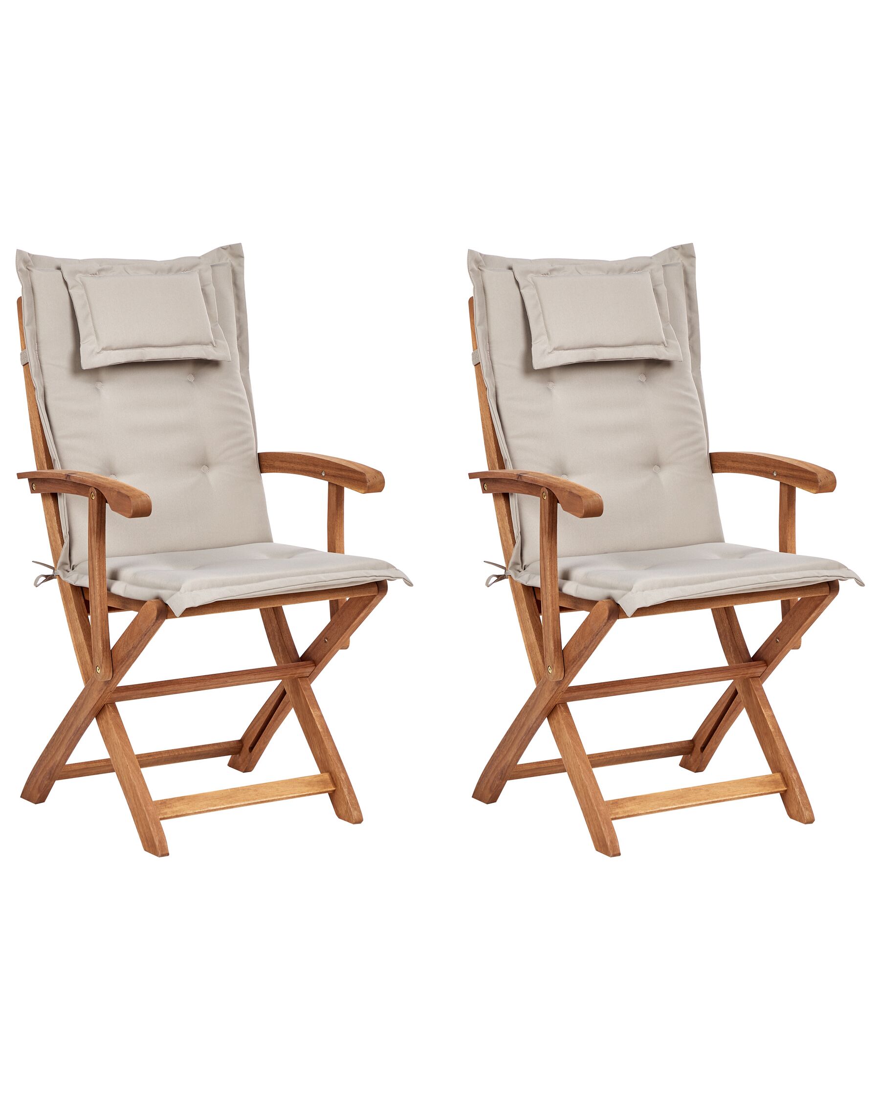 Set of 2 Garden Dining Chairs with Taupe Cushions MAUI II_926484