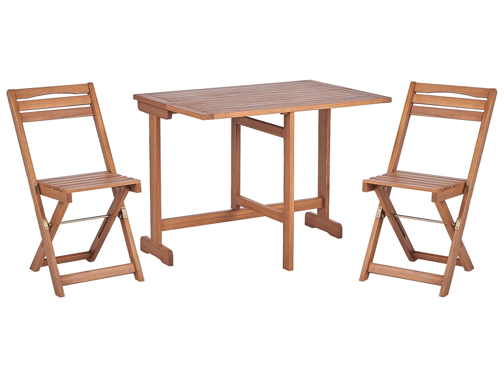Bistro Set LENOLA Wood Light Wood Beliani