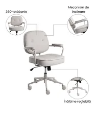 Scaun de birou PARAMUS Piele ecologică Gri_1072253