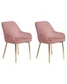 Set of 2 Dining Chairs LOVERNA Velvet Pink