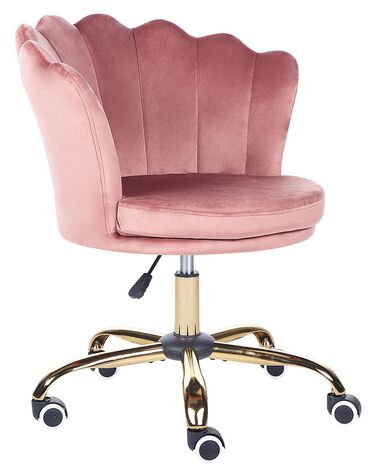 Krzesło biurowe regulowane welurowe różowe MONTICELLO II