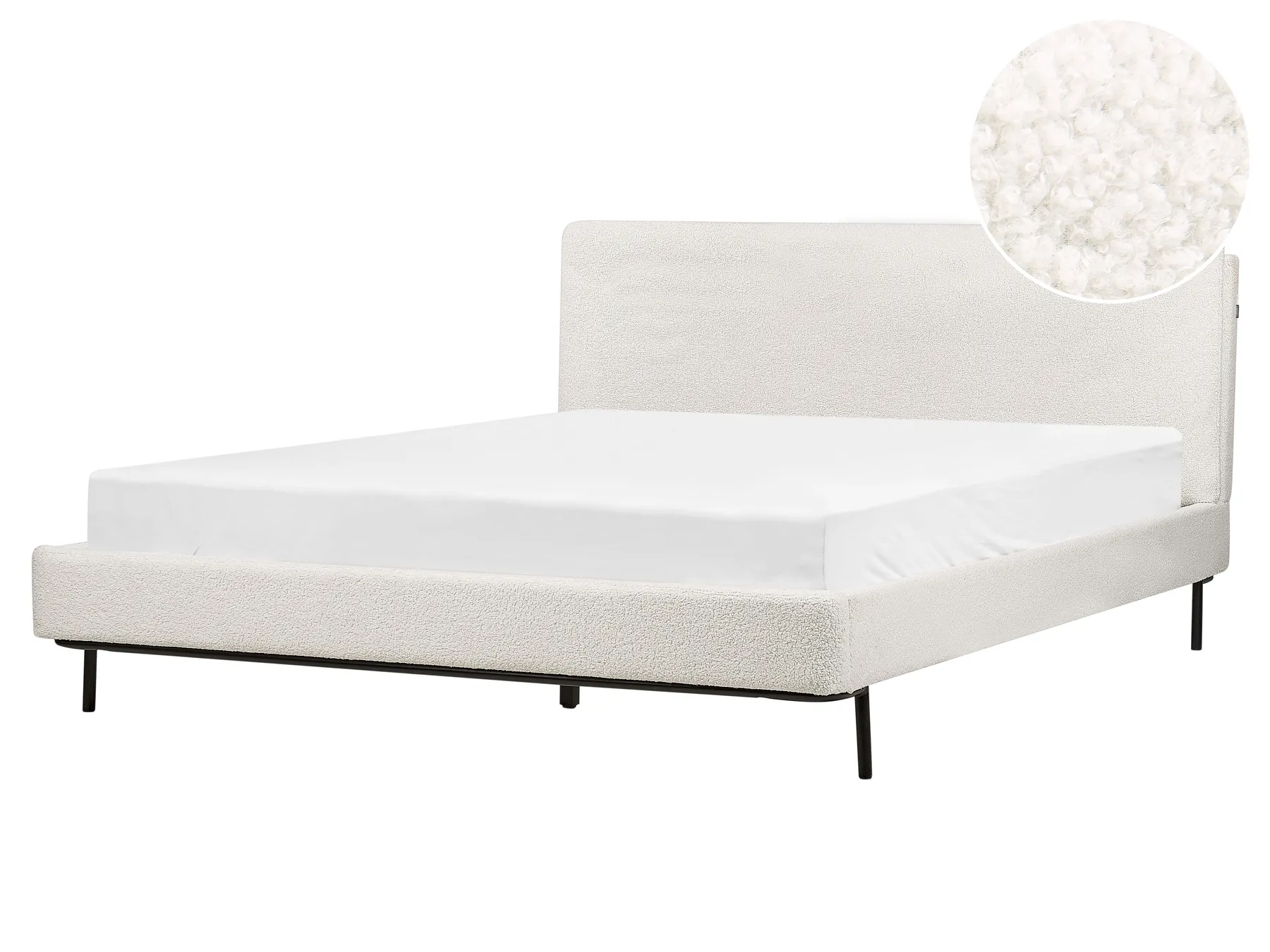 Bett mit Lattenrost Bouclé CORIO 160 x 200 cm Cremeweiß_903246