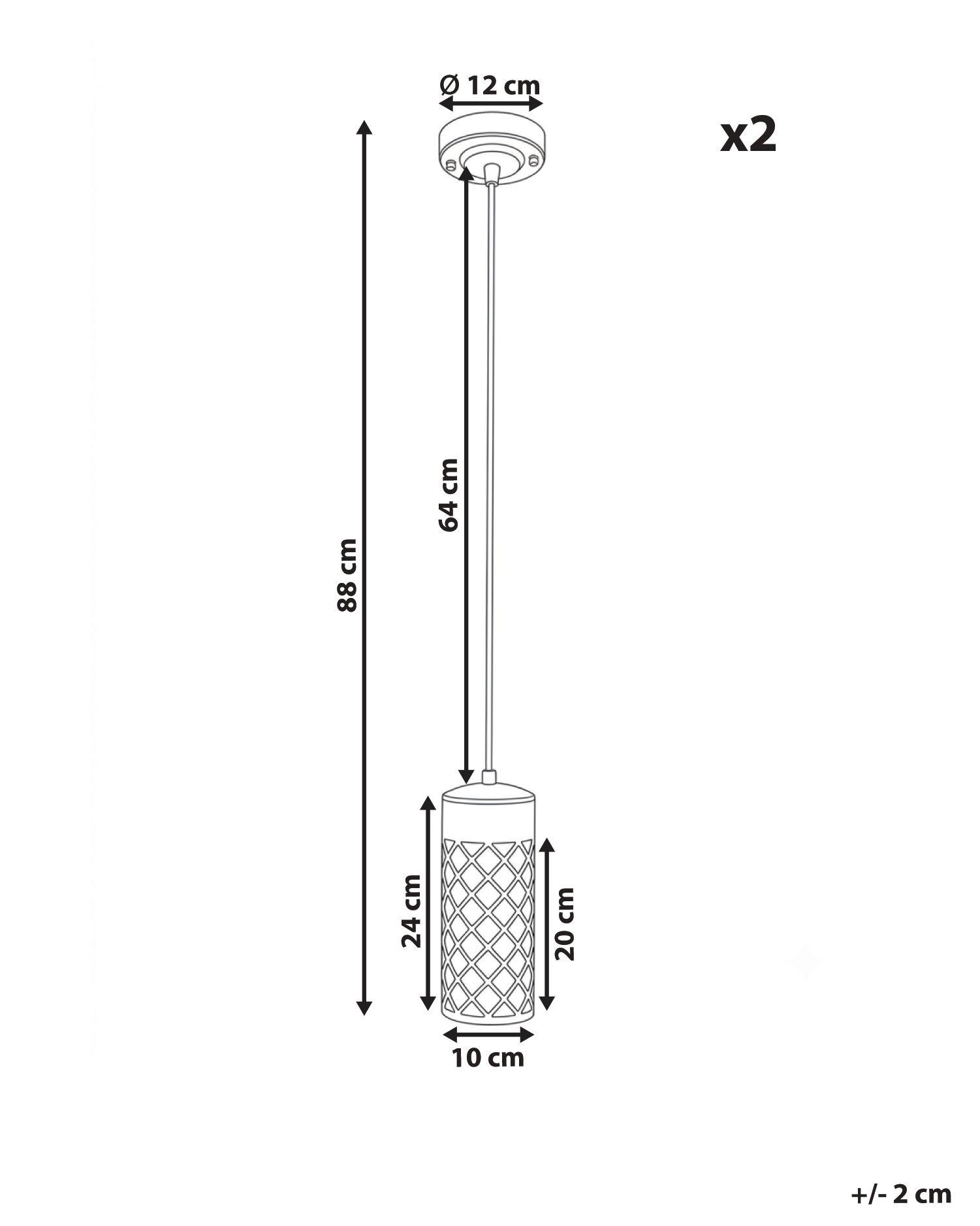 Set di 2 lampade a sospensione da esterno RASKA Metallo Nero_1108248