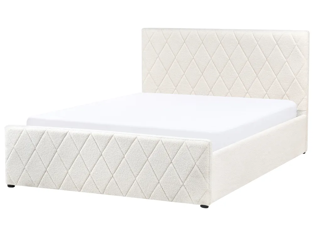 Ottoman Bed ROCHEFORT Boucle Off-White 140 x 200 cm (EU Double)_993748
