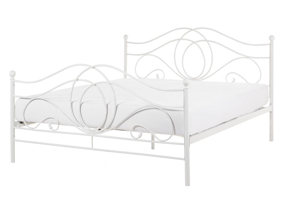 Bett mit Lattenrost Metall LYRA 140 x 200 cm Weiss
