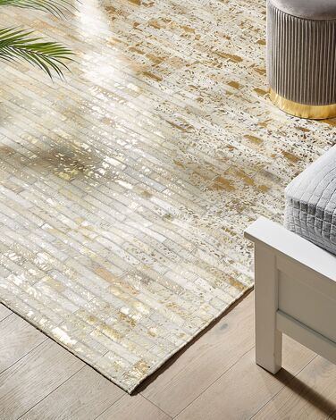 Cowhide Area Rug 140 x 200 cm Gold and Beige TOKUL