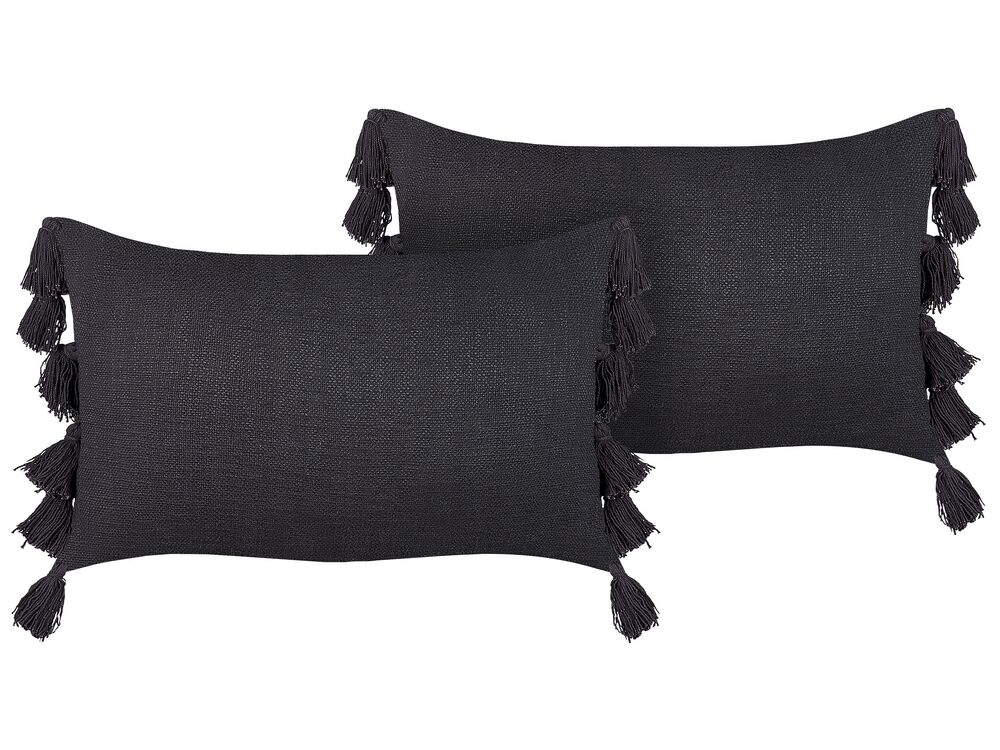 Set di 2 cuscini LYTHRUM 35 x 55 cm Cotone Grigio scuro Tinta unita