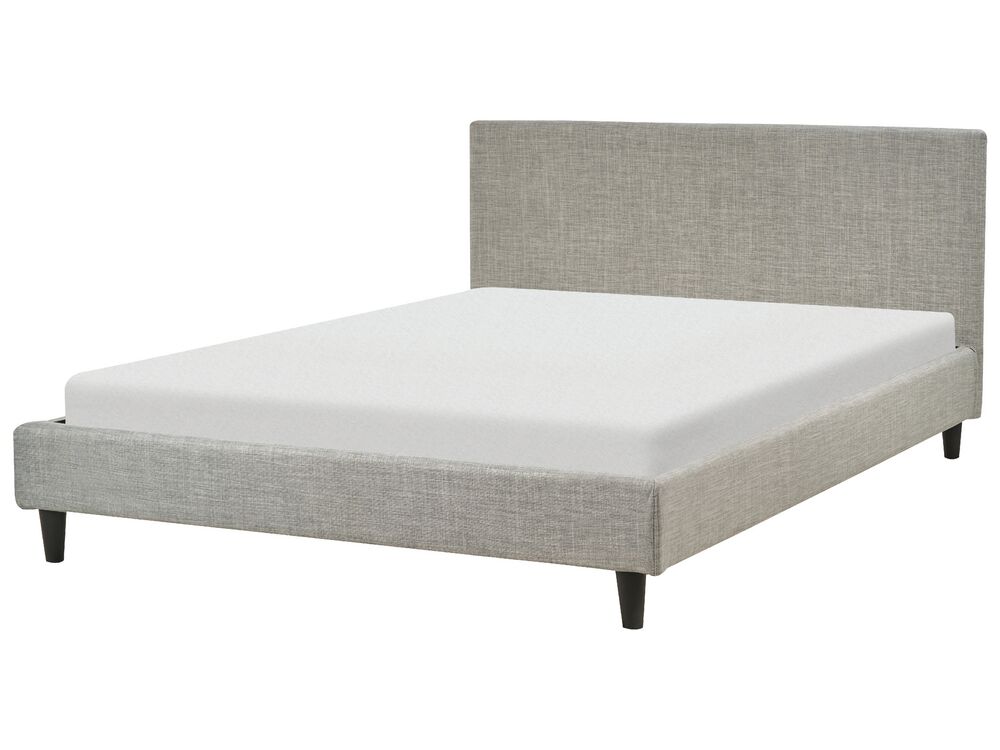 Bett mit Lattenrost Stoff FITOU 140 x 200 cm Hellgrau