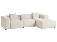 Corner Sofa 3 Seater DOLVA Corduroy Off-White Left Hand_863067