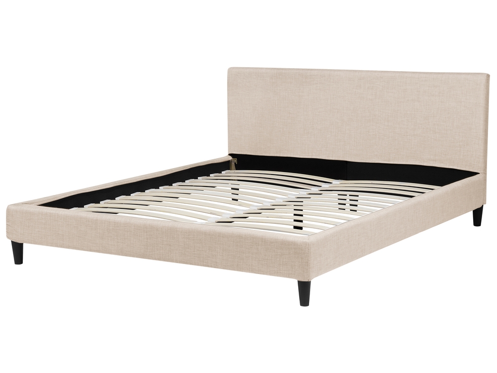 Polsterbett Leinenoptik beige Lattenrost 160 x 200 cm FITOU Beliani