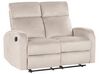 2 Seater Velvet Manual Recliner Sofa Beige VERDAL_921710