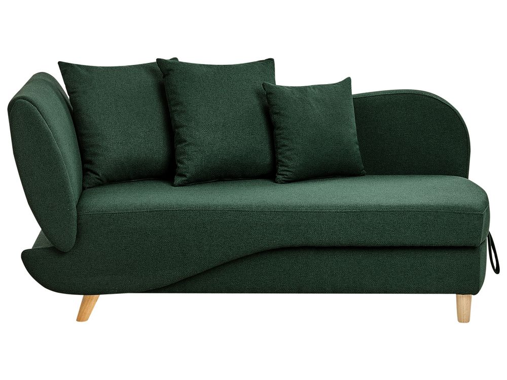 Left-Hand Chaise Longue MERI with Storage Faux Linen Green