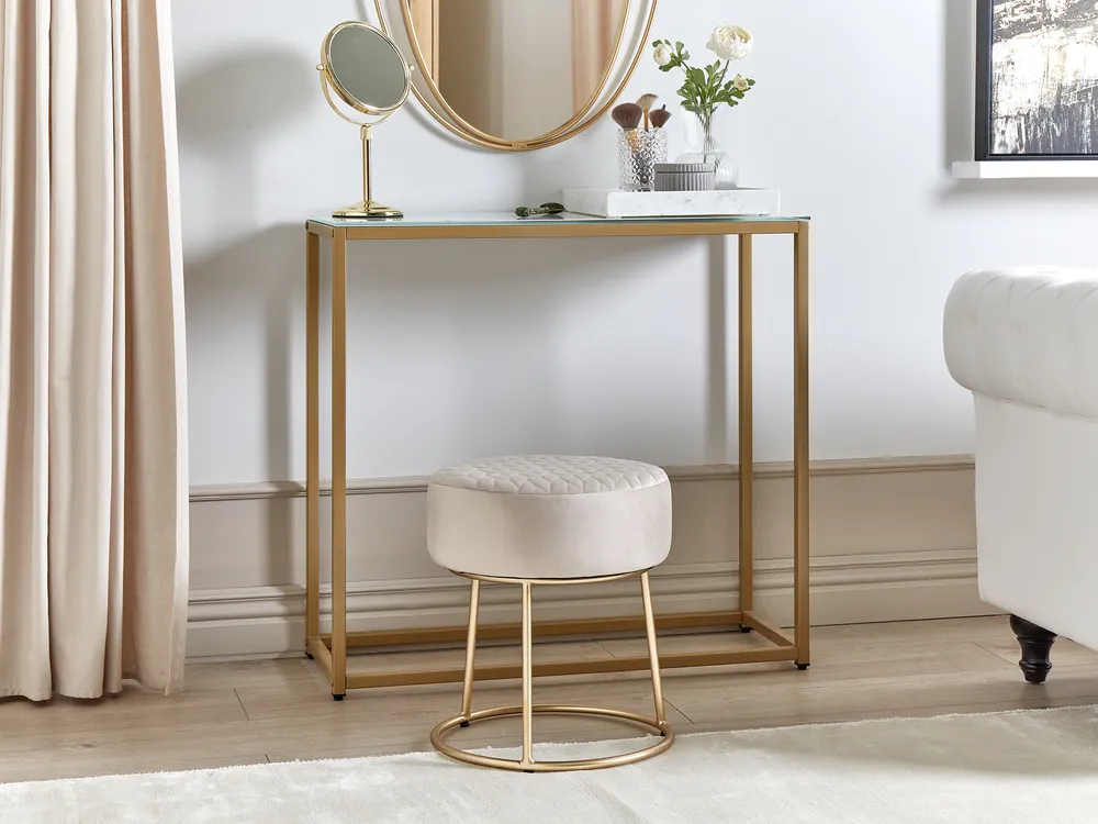 Footstool DELCO Velvet Light Beige