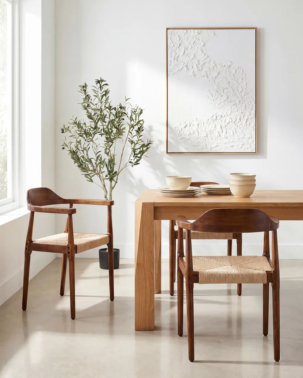 Set van 2 eetkamerstoelen OAKDALE Hout Donkerbruin/beige