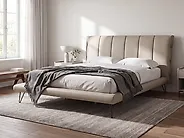Bed Faux Leather BETIN 180 x 200 cm (EU Super King) Dark Beige_1174955