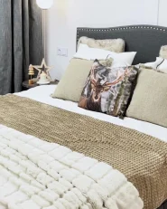 Bed met opbergladen MONTPELLIER Stof Grijs 160 x 200 cm LED_969818