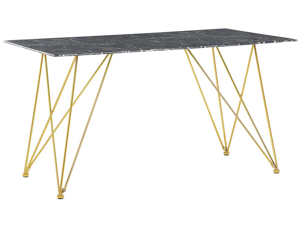 Eettafel KENTON Zwart marmer 140 cm 80 cm Veiligheidsglas
