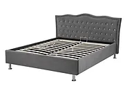 Letto contenitore METZ Velluto Grigio scuro 140 x 200 cm_736193