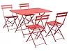 Garden Dining Set 4 Seater FIORI Metal Red
