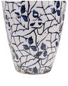 Stoneware Flower Vase 22 cm White with Navy Blue MALLIA_810742