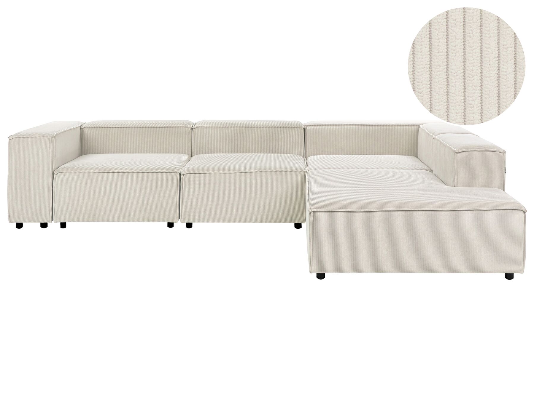 4-Sitzer Ecksofa Cord cremeweiss linksseitig APRICA_907797