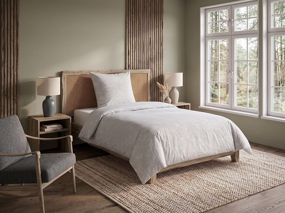 Bettwäsche-Set MORNINGSIDE 135 x 200 cm Baumwollsatin Grau