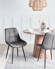 Set of 2 Dining Chairs MELROSE Faux Leather Grey_967194