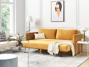 Sofa Bed 3 Seater EKSJO with Storage Velvet Mustard_848897