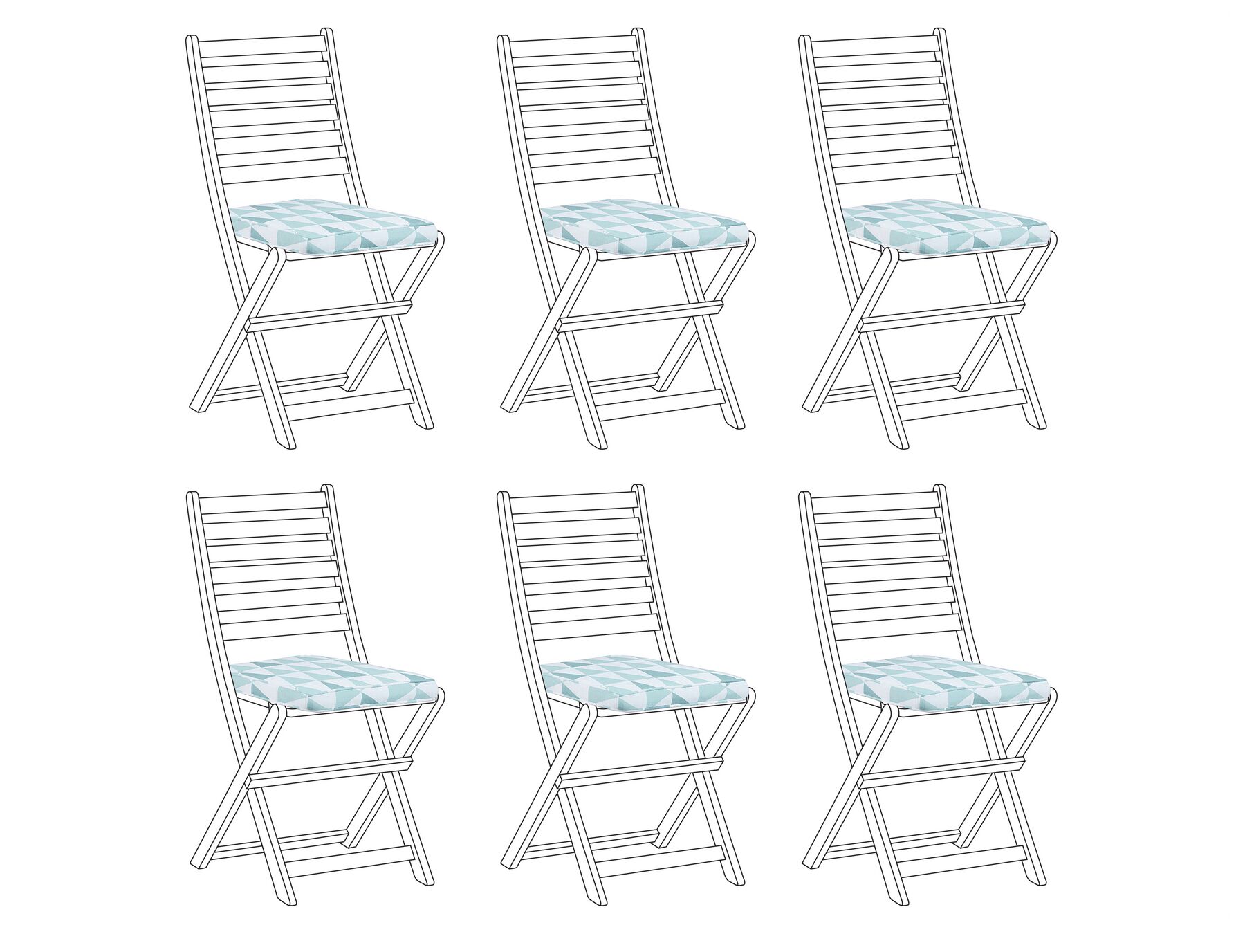 Set med 6 stolsdynor 31 x 39 cm blå/vit TOLVE_849045