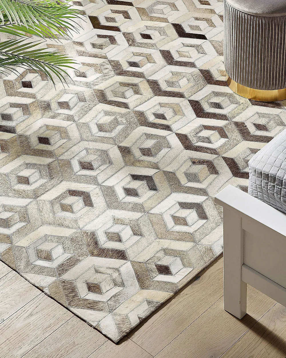 Tapis TAVAK Beige 140 x 200 cm Cuir_1179607