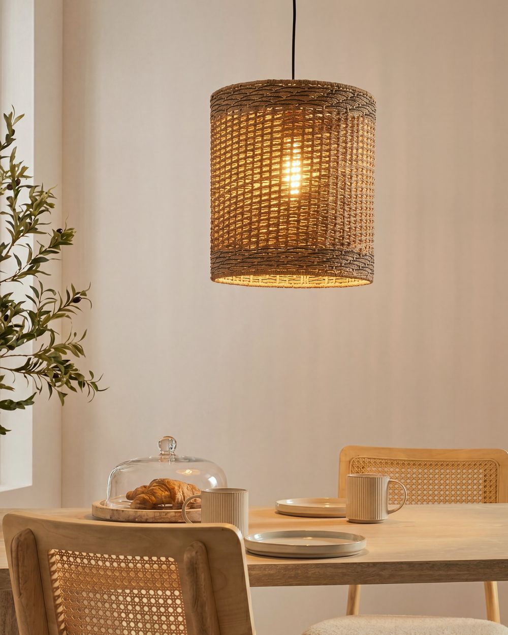 Pendant Lamp LUAPULA Paper Rope Natural