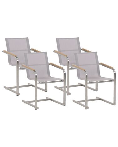 Conjunto de 4 sillas de jardín de poliéster/acero inoxidable beige/plateado COSOLETO