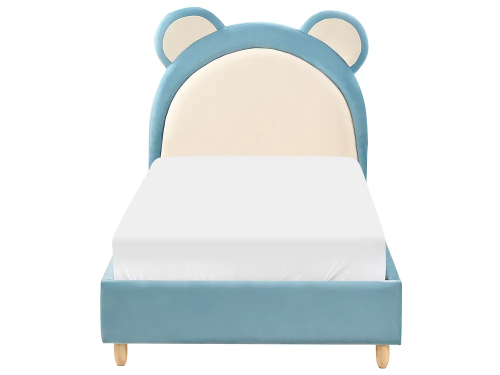 Kids Bed Teddy Bear Velvet MAILLES 90 x 200 cm (EU Single) Blue_984277