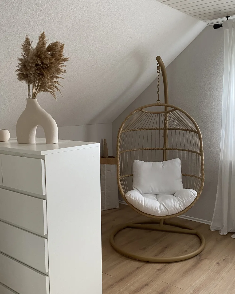 Hanging Chair with Stand ALBA PE Rattan Natural_894424