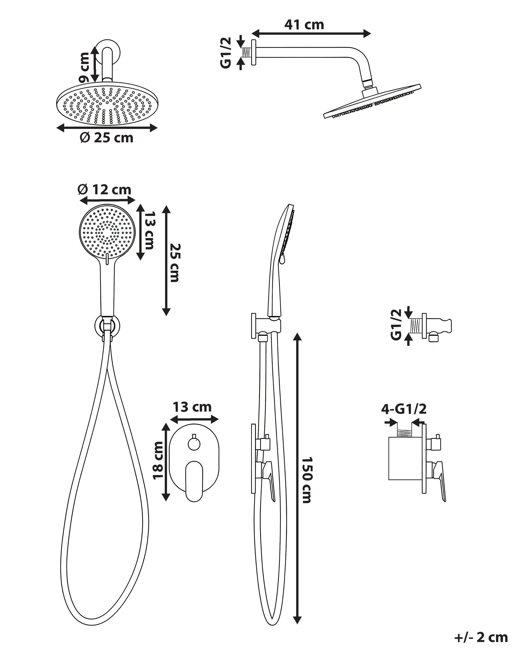 Concealed Shower Set with Rainshower TINGUIRIRICA Black_1000442