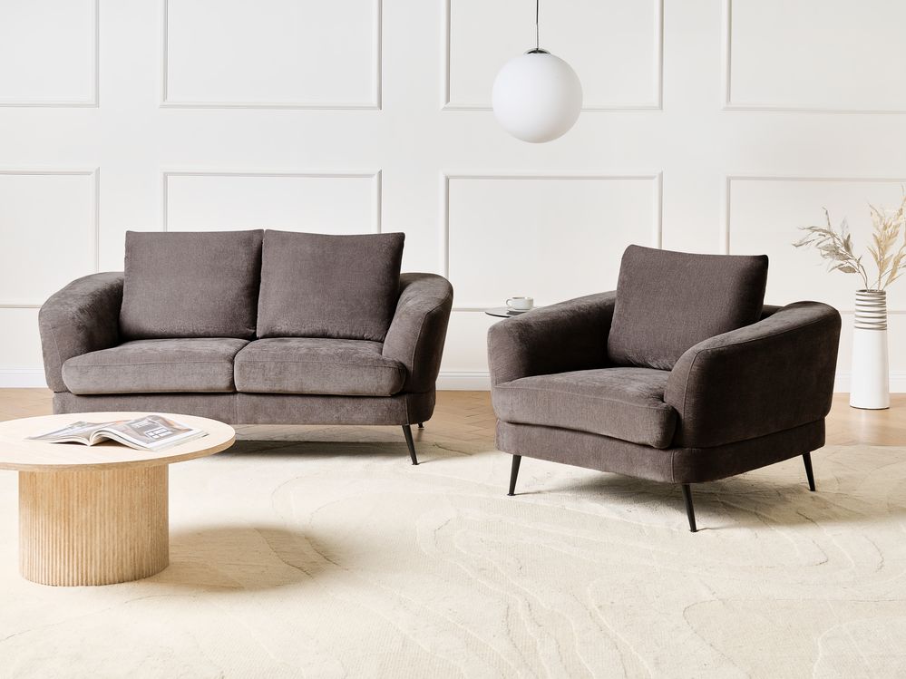 Sofa Set 3-Sitzer KJAER Chenillegewebe Taupe