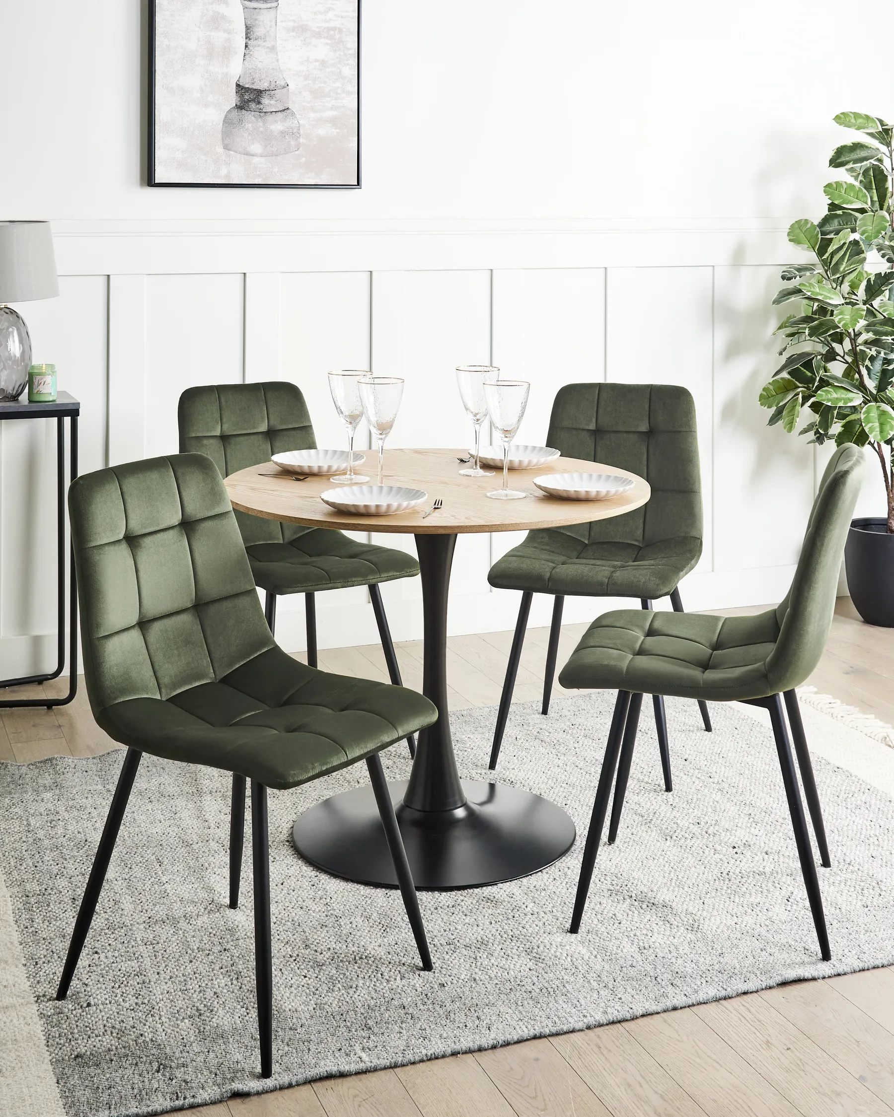Set di 4 sedie da pranzo POWELL Velluto Verde oliva_966728