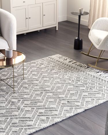 Wool Area Rug 160 x 230 cm Black and White KAVAK