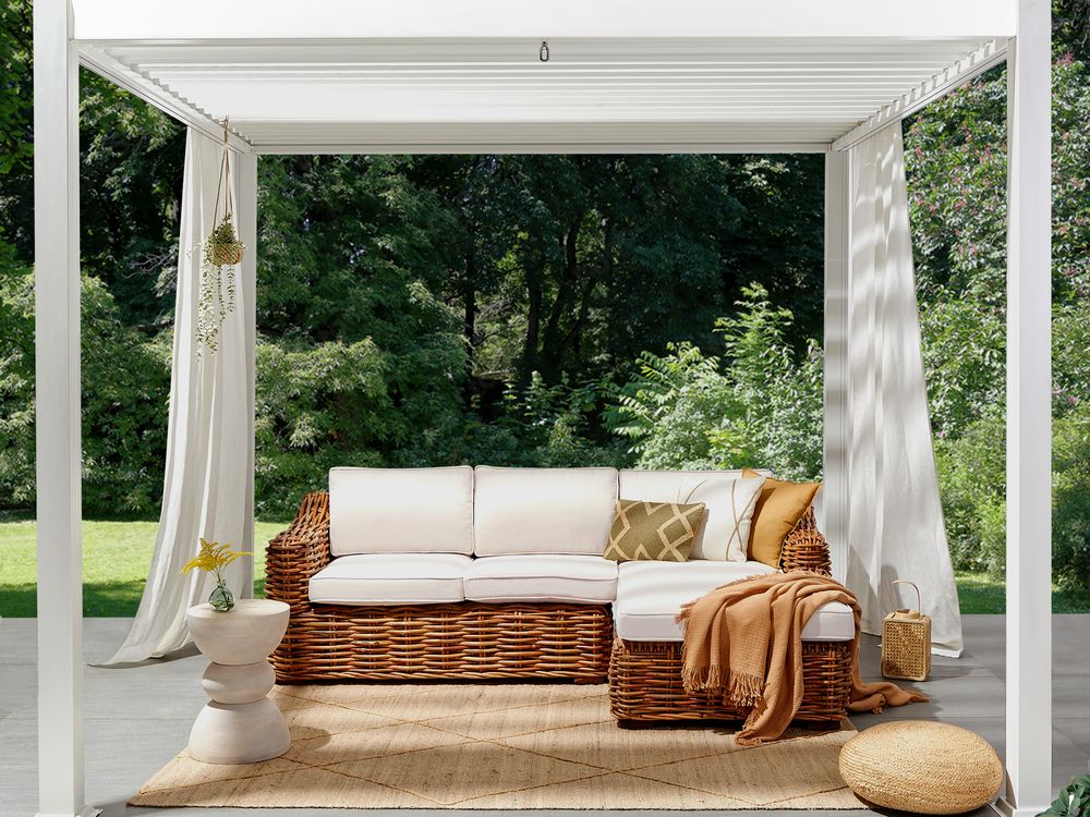 Garden Sofa 3 Seater FORLI Rattan Natural | Beliani.co.uk