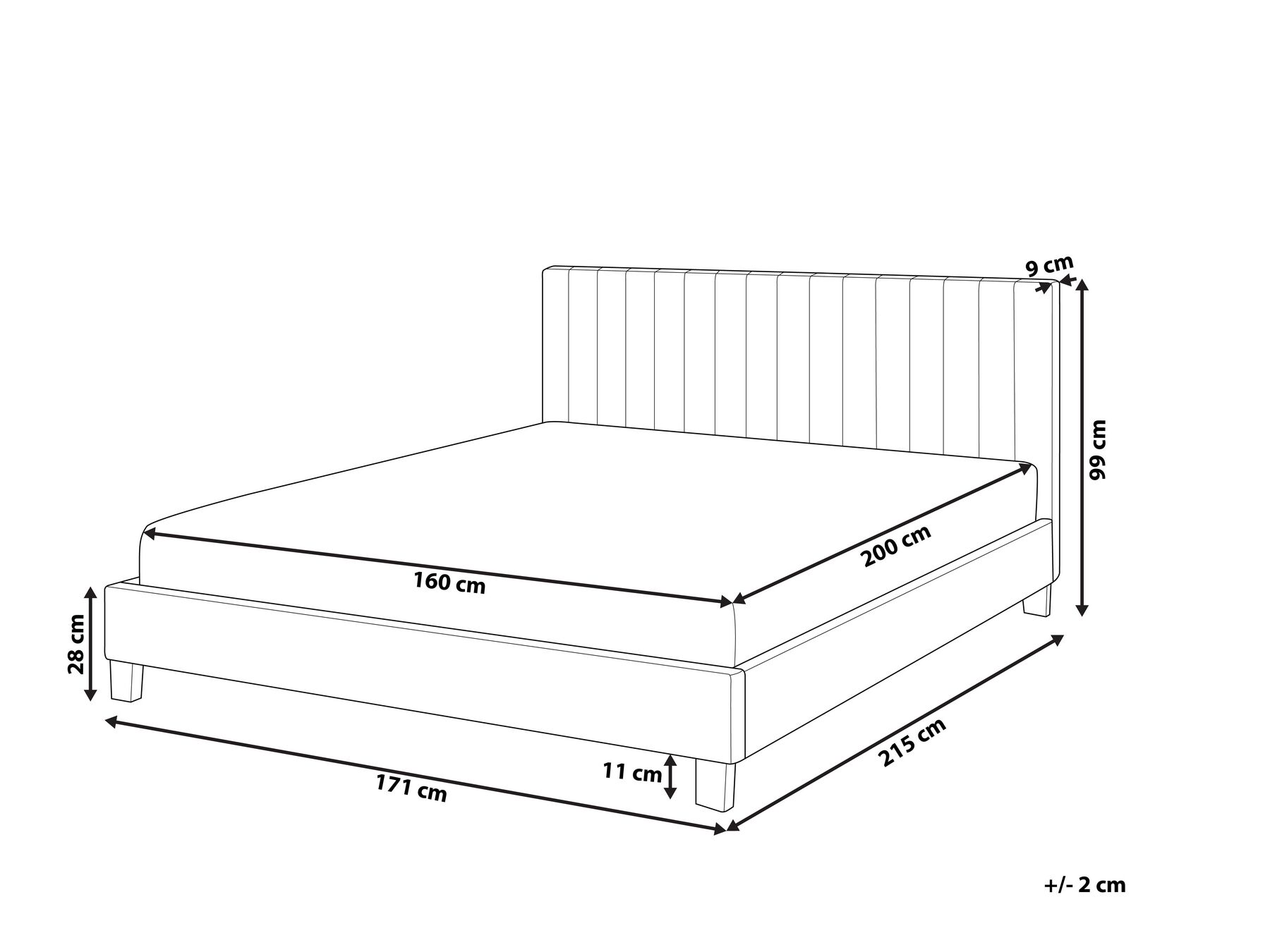 Bed Fabric POITIERS 160 x 200 cm (EU King Size) Light Grey_793287