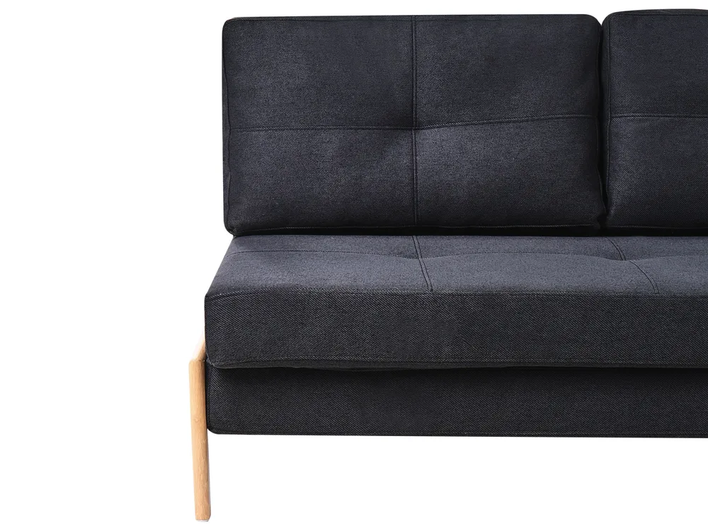 Living Room Set 3 Seater EDLAND with Bench Fabric Black_1040994