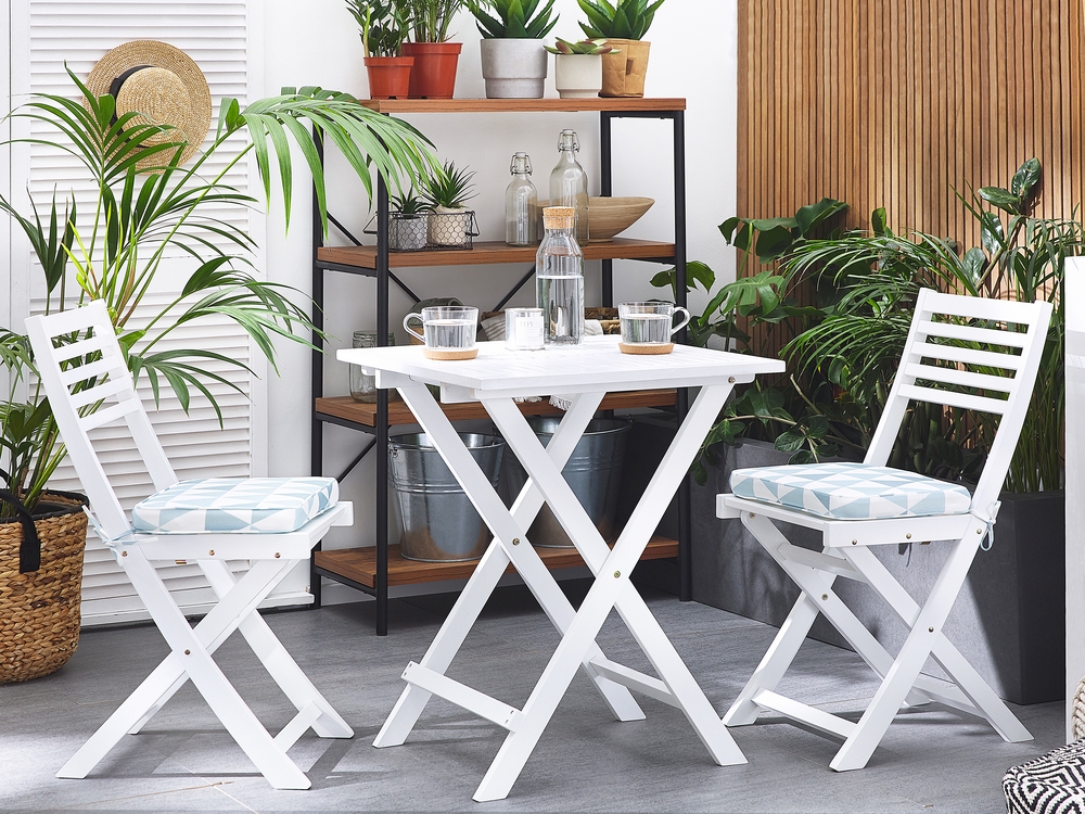 Set of 2 Seat Cushions Blue Triangles FIJI Beliani