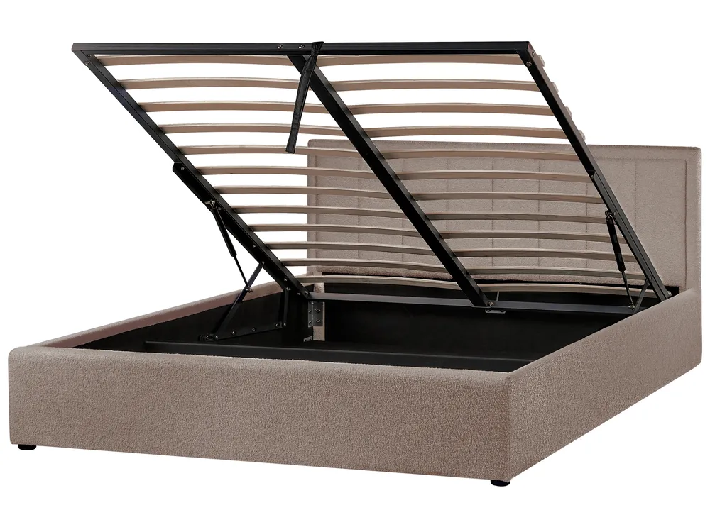 Letto contenitore MONTLAUR Bouclé Tortora 160 x 200 cm_958599