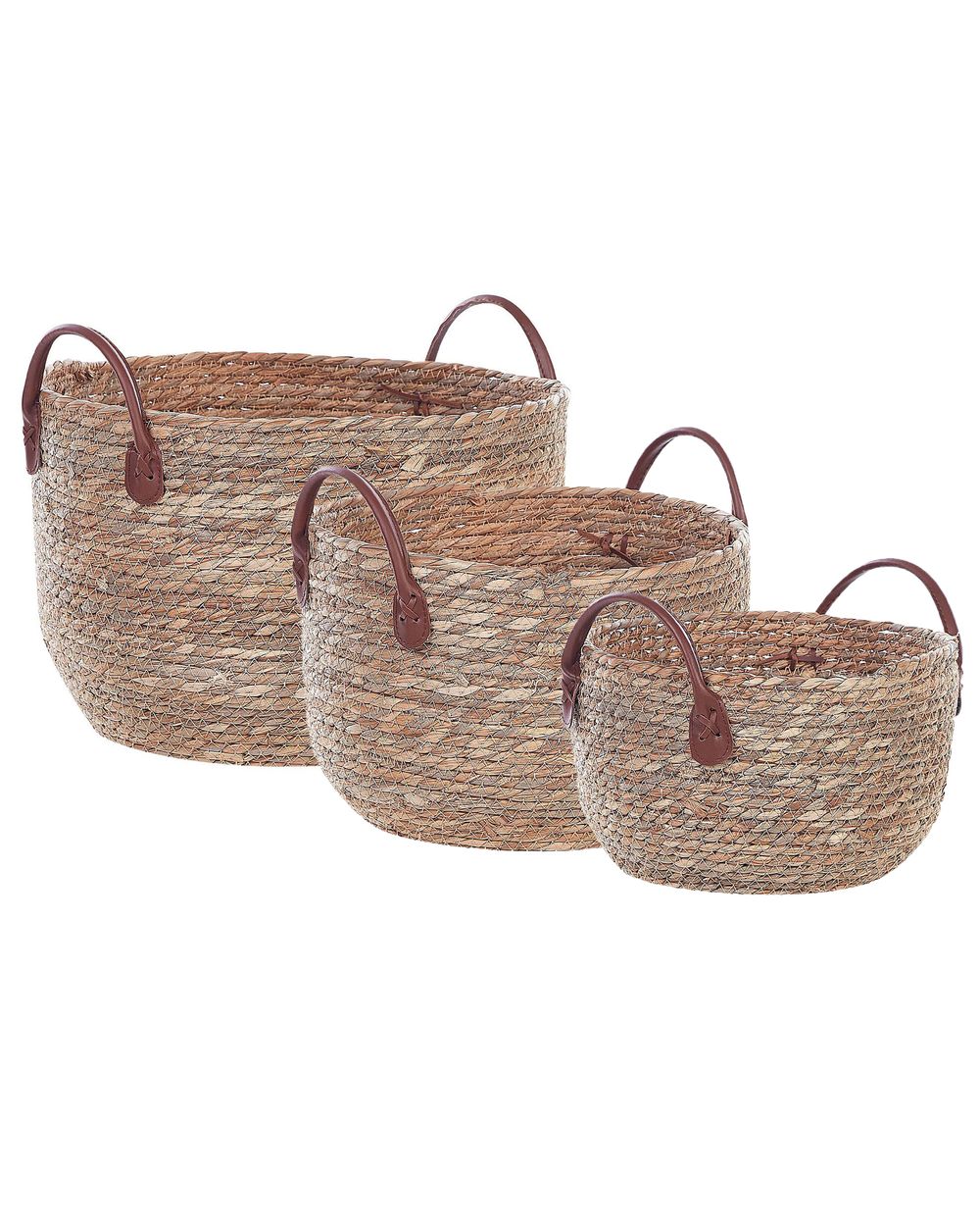 Set of 3 Baskets SAYJAR Seagrass Natural