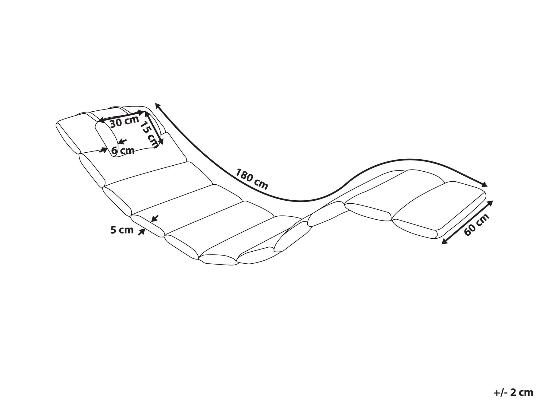 Sun Lounger Pad Cushion BRESCIA PREMIUM 180 x 60 cm Red_987289
