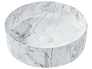 Countertop Basin MANIS ⌀ 400 mm Ceramic White Marble_923404