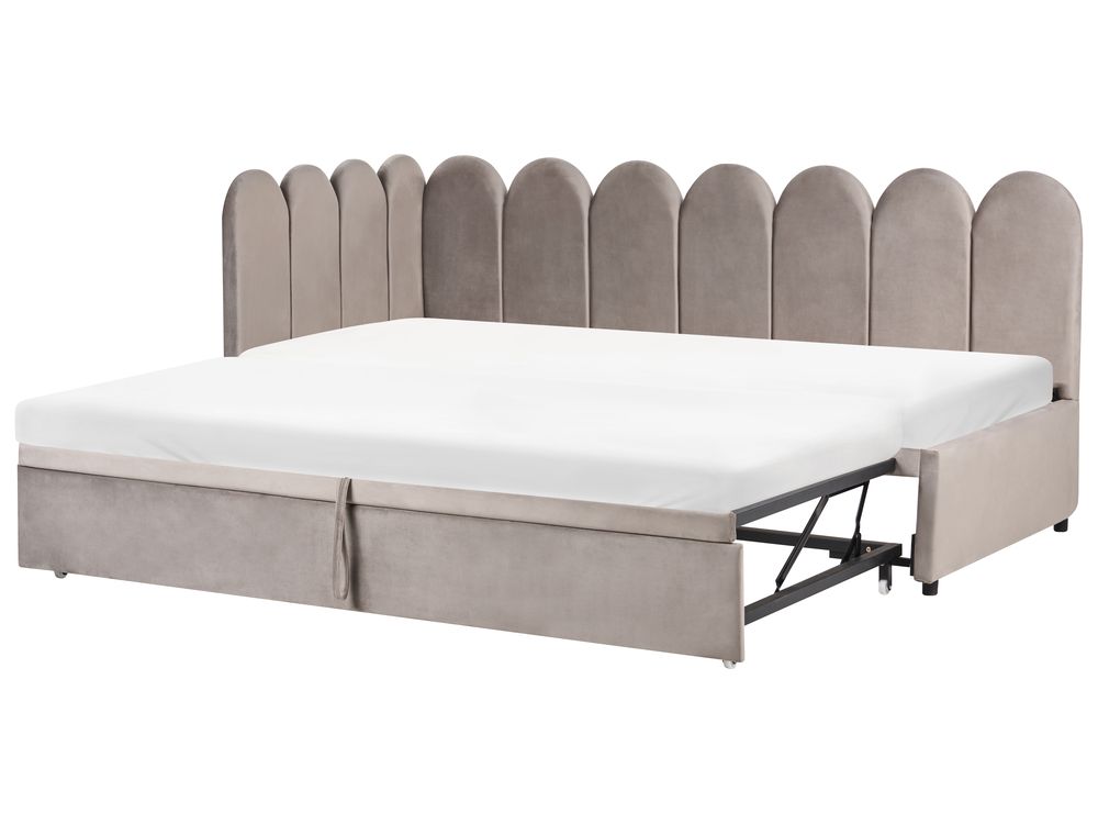 Trundle Bed Velvet TERROU 90 x 200 cm (EU Single) Taupe